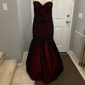 Red/Burgundy black lace beautiful dress